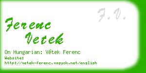 ferenc vetek business card