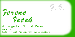 ferenc vetek business card